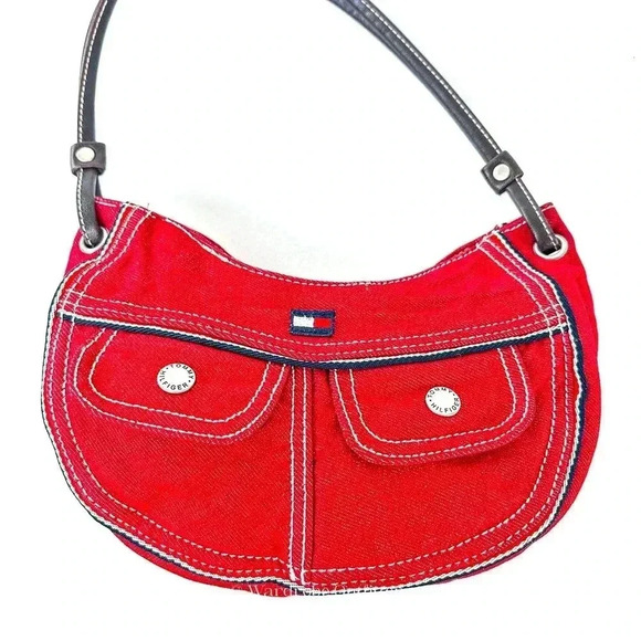 Vintage Y2k 90s Tommy Hilfiger Denim Canvas Mini Bag Purse - Picture 4 of 5